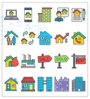 A set of 20 home insurance icons as online real estate, mobile house vector