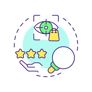 Analyze current customers multi color concept icon. Work with actual base. Audience behavior research step. Round shape line illustration. Abstract idea. Graphic design. Easy to use in presentation vector