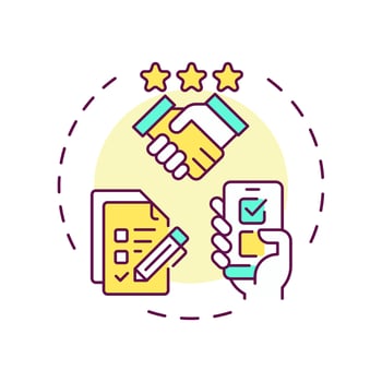 Zero party data multi color concept icon. Surveys for brand customers. Audience information type. Round shape line illustration. Abstract idea. Graphic design. Easy to use in presentation vector