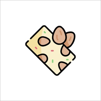 A piece of chocolate with nuts on it vector