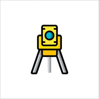 A yellow and black construction machine on a tripod vector