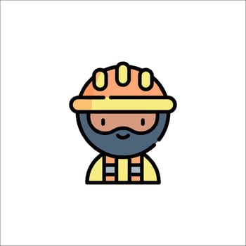 A cartoon character wearing a hard hat and a beard vector