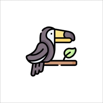 A cartoon toucan sitting on a branch vector