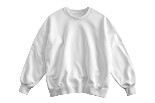 single white sweatshirt mockup isolated on a transparent background png
