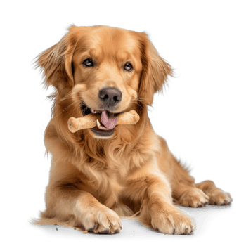 dog full body chewing eating snack treat on transparent background png