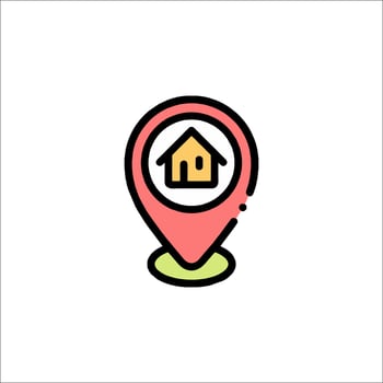 A house icon on a map pointer vector