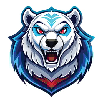 the head of a polar bear with red eyes vector