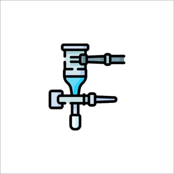 A blue and white line icon of a machine vector