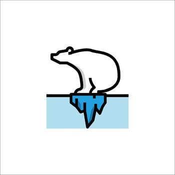 Polar bear on ice icon illustration vector