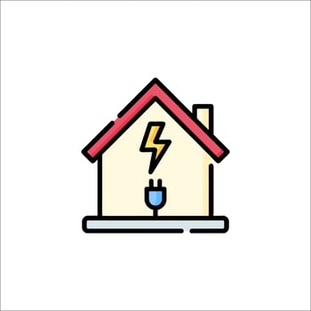 Electricity icon with lightning bolt inside a house vector
