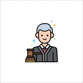 A judge holding a gavel icon vector