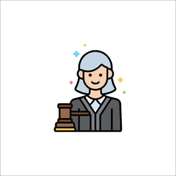 A judge holding a gavel icon vector