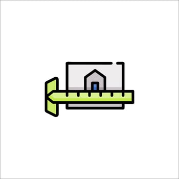 A house with a ruler on top of it vector