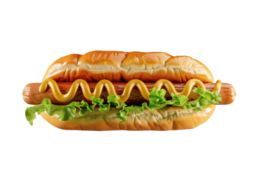 Hot dog with mustard isolated on transparent background png