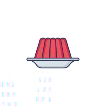 A red jelly in a dish icon vector