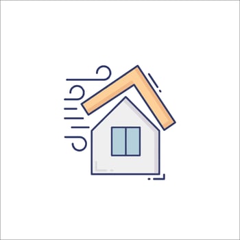 A house with a roof and a sign that says home vector