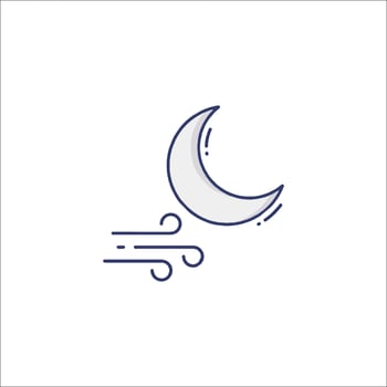 A crescent with a wave coming from it vector