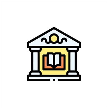 A library icon with a book on top vector