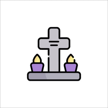 Cross and candles icon illustration vector