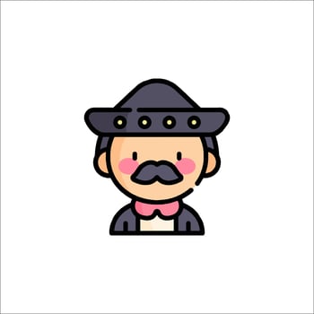 A cartoon man with a mustache and hat vector