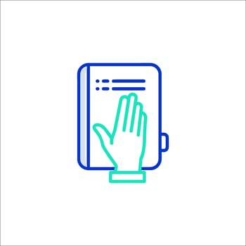 A hand is touching a document icon vector
