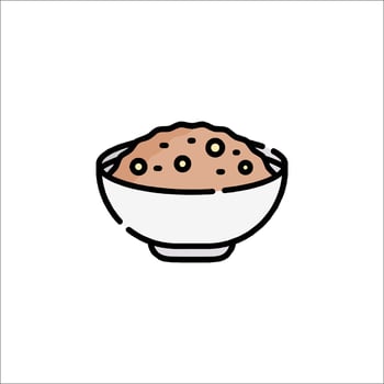 A bowl of cereal with a spoon in it vector