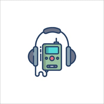 A headphone icon with a microphone and headphones vector