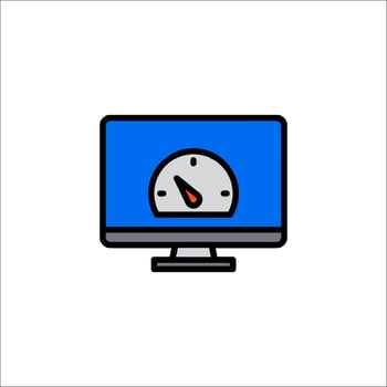 A computer monitor with a speedometer icon vector