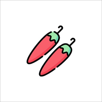 Two red peppers on a white background vector