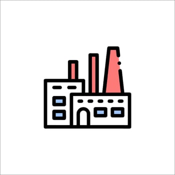 A factory icon with a red and blue color vector