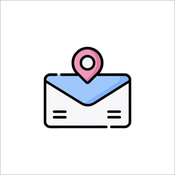 Mail envelope icon with pin on top vector
