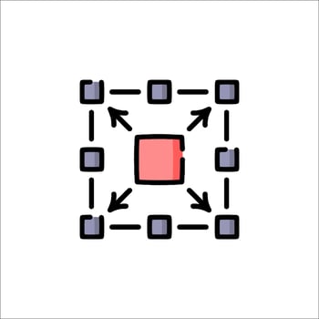 A square with arrows and a red square vector