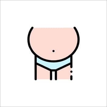 A cartoon baby in a diaper with a blue outline vector