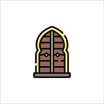 An illustration of a door with a golden handle vector