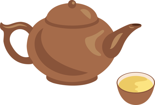 Illustration of a Brown Teapot and Teacup png