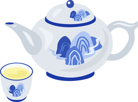 Traditional Blue and White Teapot Illustration png