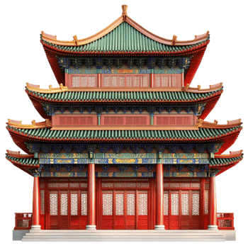 Close up on chinese temple on transparent background png