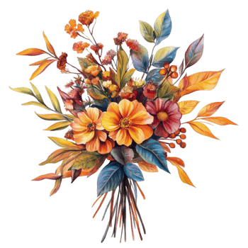 Autumn Floral Bouquet in Warm Colors png