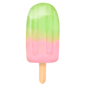 Green and pink ice cream on a wooden stick, Frozen dessert, Watercolor png