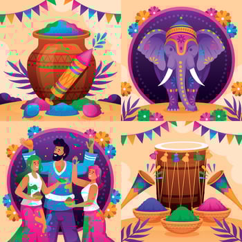 Holi Festival Celebration with Colors and Traditions vector