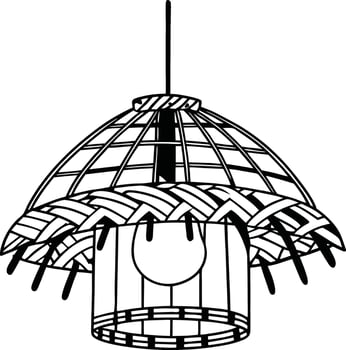 A black and white drawing of a hanging basket vector
