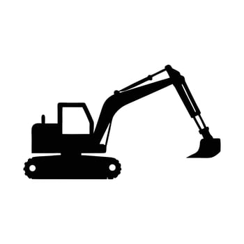 Excavator Silhouette Heavy Machinery Construction Icon. vector