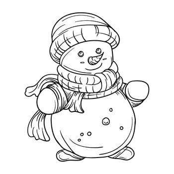 a snowman coloring page for kids vector