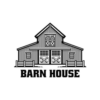 Barn House Monochrome Art Illustration Isolated. Best for Agricultural and Vintage Farm Related Industry vector