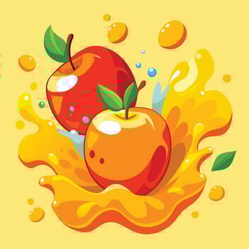 apple fruit juice splashes vector