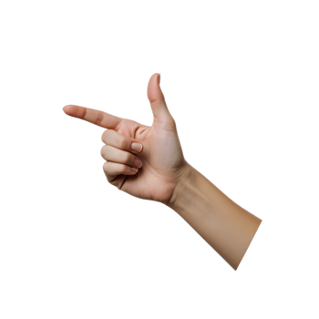A hand pointing to the left with a finger png