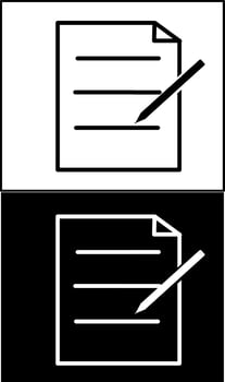 A black and white image of a paper and a pen vector