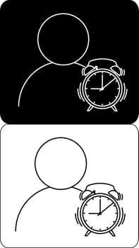 A black and white image of a man with a clock vector
