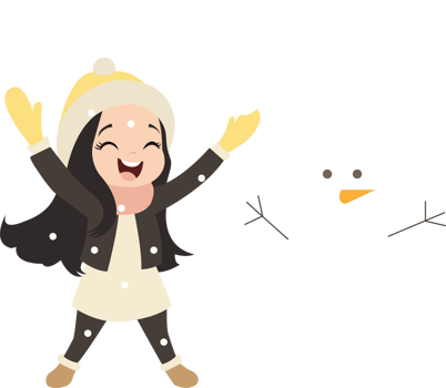 A girl is playing with a snowman png