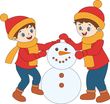 Two children are making a snowman png
